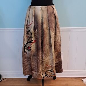 ZARA Amazing Bubble-style Long Bronze/Gold Skirt With Abstract Design, Size XS